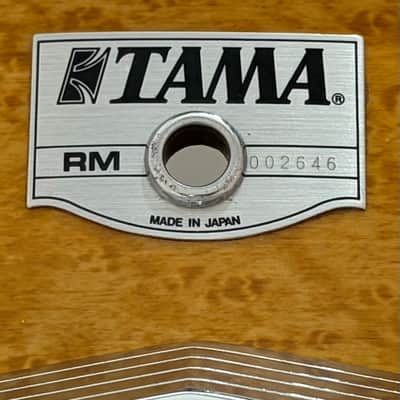 Tama (MIJ) 20”x16” Rockstar RM 1990’s - Amber Gravure (Faux Birdseye Maple) Wrap image 4