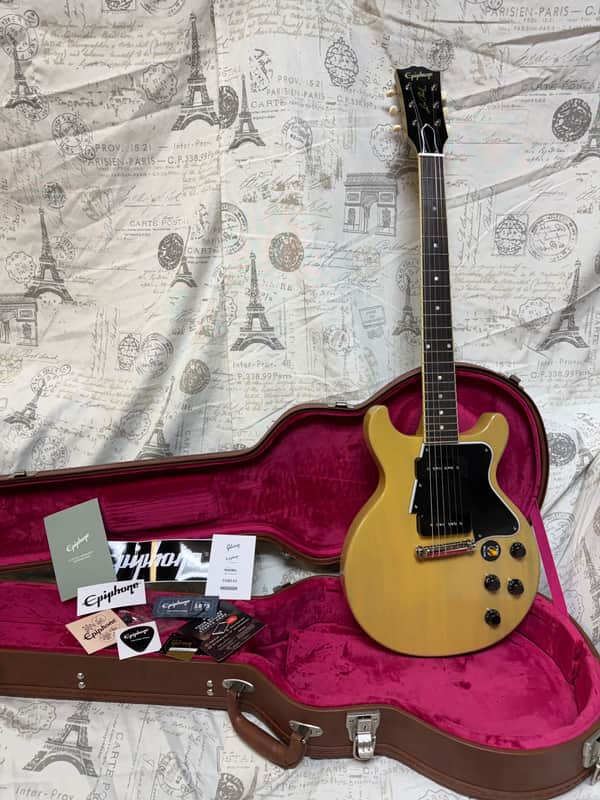 Epiphone Inspired by Gibson Custom Shop '60 Les Paul Special Double Cutaway TV Yellow Gibson Style Open Book Headstock image 1