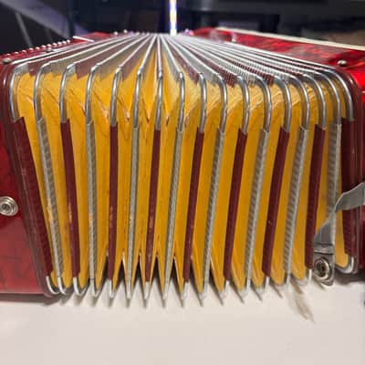 Vintage Near Mint Francini 120-Bass Accordion - Ruby & Mother of Pearl image 20