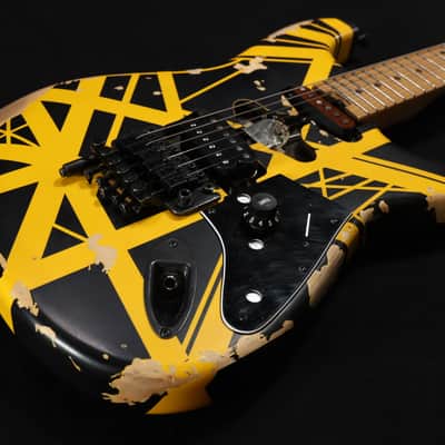 EVH Striped Series Frankenstein Frankie Electric Guitar - Black with Yellow Stripes, Relic 065 image 1