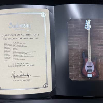 Sadowsky MetroLine 21-Fret Vintage M/J 4- string Bass- Burgundy Burst Trans Satin  w/soft bag  New! image 23