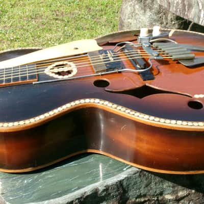 Ultra Rare 1950s Harmony No.1007 Archtop "Made in Occupied Japan" by Kasuga with Vintage Guyatone Pickup image 13