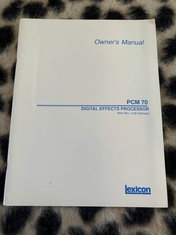 Lexicon PCM 70 Owner’s Manual rev 3.0 image 1