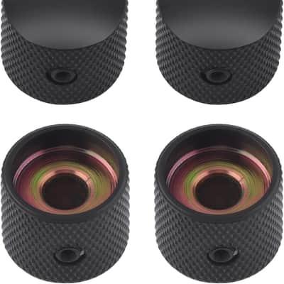 Metal Guitar Knobs Dome Control Knobs with Black Knurled Barrels 6mm Split Shafts for Electric Guitar or Bass Guitar Set of 4pcs. image 1
