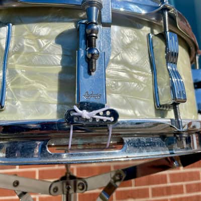 1960s Ludwig 5x14 Jazz Festival Snare Drum White Marine Pearl image 16