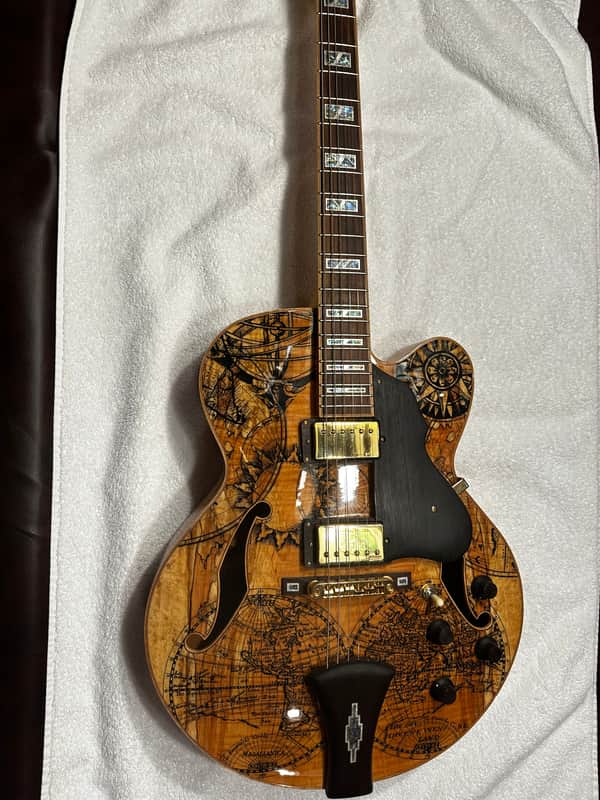 Ibanez Semi Hollow Body 2000-2005 - Natural - Old World Map image 1