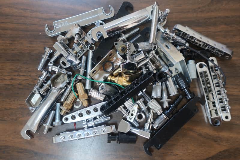 Vintage 1950s-2000s Guitar Parts Lot 300+Pieces Gibson Epiphone MIJ LP Fender Teisco Vox Harmony Bakelite Knobs Tuners 5 Way Switch LP Bridge Electronics Washers Springs Screws Misc Parts Harmony Kay Teisco Acoustic Electric Luither Repair Shop Gold Mine image 1