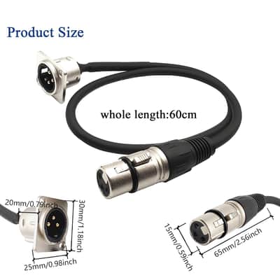 XLR Patch Panel Cable Male to Female XLR Panel Mount Pass Through Connector Cable for Stage Box,Floor Box 2FT 1pc image 2
