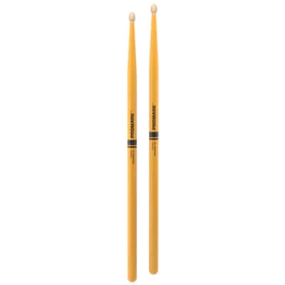 Promark Rebound 5A Painted Acorn Wood Tip Drumsticks - Yellow image 2