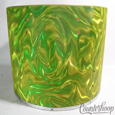 *Slingerland Neon Lime Satin Flame Drum Set Shell Pack 3Ply 22,16,13,12+10+8 70s image 21