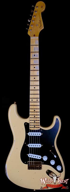 Fender Custom Shop Limited Edition 70th Anniversary 1954 Stratocaster Hardtail Relic Nocaster Blonde with Black Pickguard & Gold Hardware 6.50 LBS image 1