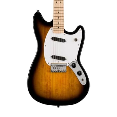 Squier Sonic Mustang Electric Guitar w/White Pickguard, Maple FB, 2-Color Sunburst image 3