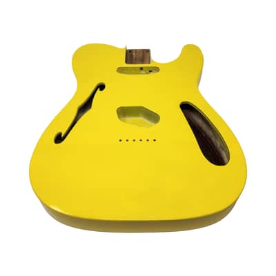 Graffiti Yellow T-Style Thinline Guitar Body – Roasted Ash – Fender-Spec – Semi-Hollow – Boutique Gloss Finish image 2