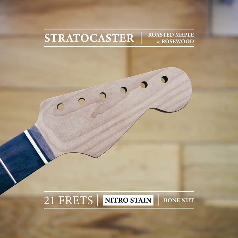 Stratocaster Neck – Roasted Maple & Rosewood | Unfinished | 21 Frets | Bone Nut image 1