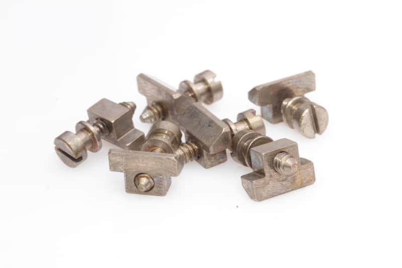 Aged ABR-1 Repl. Saddles/Screws fits Gibson® Vintage correct Soft Brass Alloy (incl.Tooling Markings)tage correct Soft Brass Alloy (incl.Tooling Markin image 1