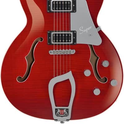 Hagstrom HSSUVIK04 Electric Guitar, Super Viking , Wild Cherry Transparent Flame image 1