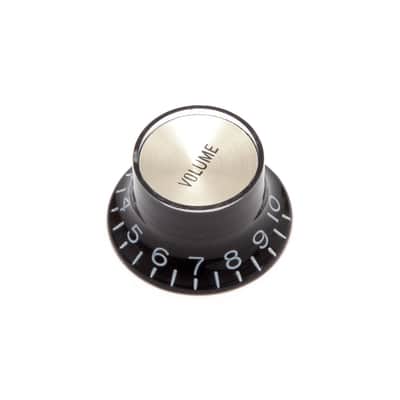 Hosco Reflector Volume Control Knob Gibson Style (Black w/Gold Cap, Imperial (inch))