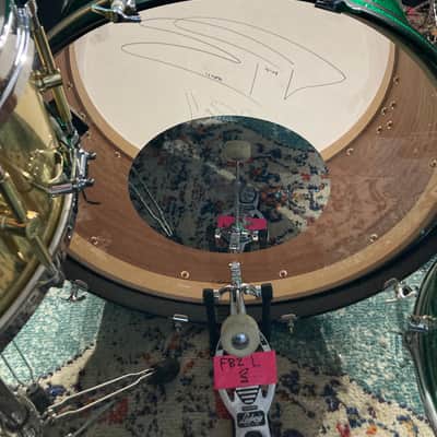 Frankie Banali's Quiet Riot, Canopus 4-Piece Set, 26", 18", 16", 14" , 6.5x14 Brass Snare. 2010 - Green Sparkle, Bonham Sizes! With Hardware and Frankie's Stick Bag! image 15