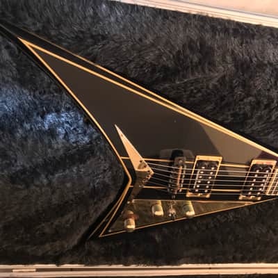 Jackson RR1 Custom Randy Rhoads 1985 San Dimas Custom Shop Offset Flying V Black and gold Pinstripe - PRE Fender era! image 3