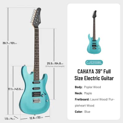 Cahaya Electric Guitar ST Series CJS200B/BL 4 Color Optional - Black image 5