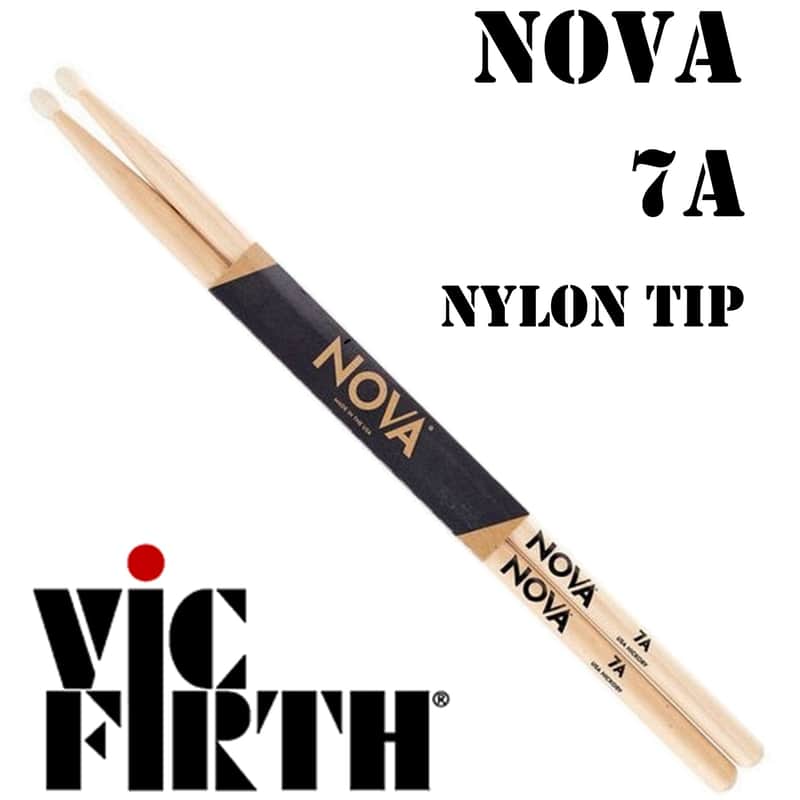 Vic Firth Nova Drumsticks Pair 7A Hickory Nylon Tip image 1