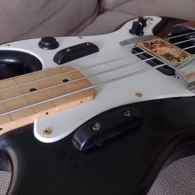 Modded Squier Bronco 2021 Black Fretless Vintage Look Killswitch image 6