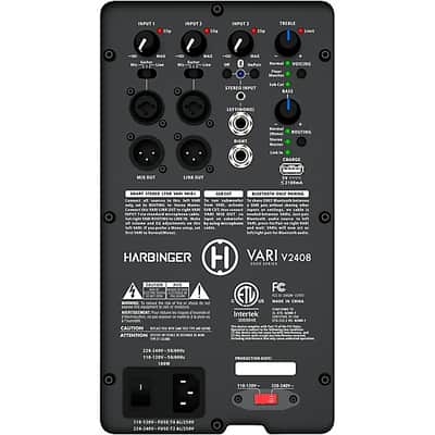 Harbinger  VARI V2408 Powered 8" 2-Way Loudspeaker With Bluetooth, DSP and Smart Stereo 2024 - BLACK image 3