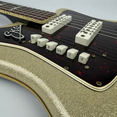 EKO 500/V3 1960s Silver Metalflake finish on top Black back and sides., Rosewood bound Fingerboard, all Switches/ Pickups working!!!, Tremelo, padded gigbag included. image 8