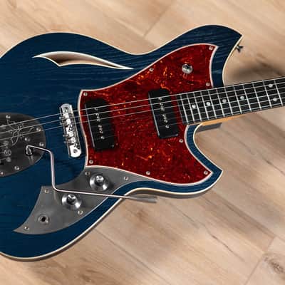 Novo Custom Miris J Semi-Hollow w/ Fralin P-90s & Ebony FB – Lake Como Blue image 9