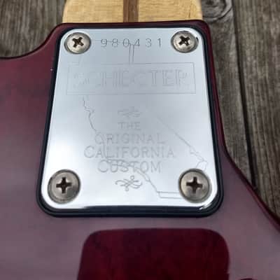 1998 Schecter Lefty USA Custom Shop Traditional J trans red left handed image 10