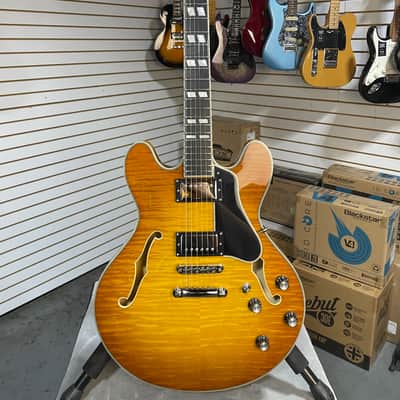 Eastman T486 Thinline Semi-hollowbody Electric Guitar - Goldburst w/OHSC & PLEK*D #920 image 5