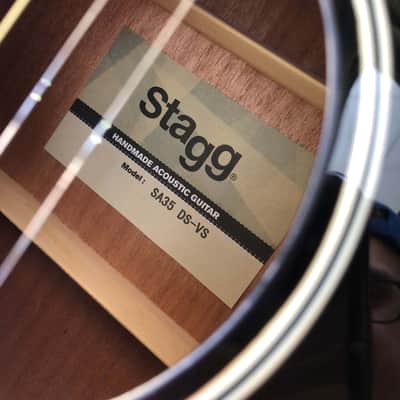 Stagg Dreadnought Slope Shoulder Basswood Top Catalpa Neck 6-String Acoustic Guitar Vintage Sunburst image 3