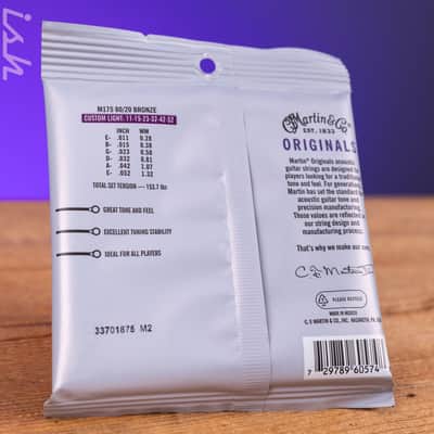 Martin M175 11-52 Custom Light Original Acoustic Strings 80/20 Bronze image 2