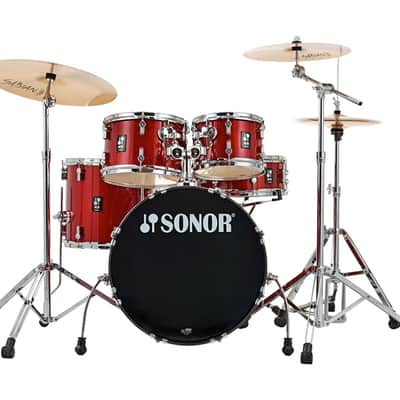 Sonor AQX Studio Drum Set w/ Hardware & Cymbals - Red Moon Sparkle image 1