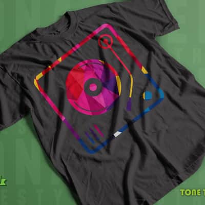 Abstract Turntable Custom Printed T-Shirt Black - Large image 3