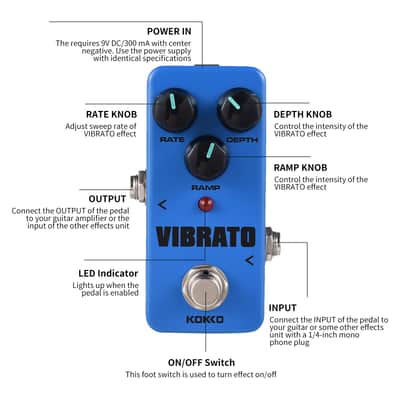 KOKKO FVB2 VIBRATO Electric Guitar Effect Pedal Traditional Vibrato Effect with Three Functional Knobs for Guitarists During Performances or Practice Compact (Price includes the import duty for US buyer) image 4