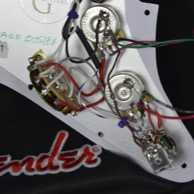 "WHITE KNIGHT" Fender Classic 50's Loaded Stratocaster Pickguard Hot Wired Dual Vintage Booster and Dual Cap image 10