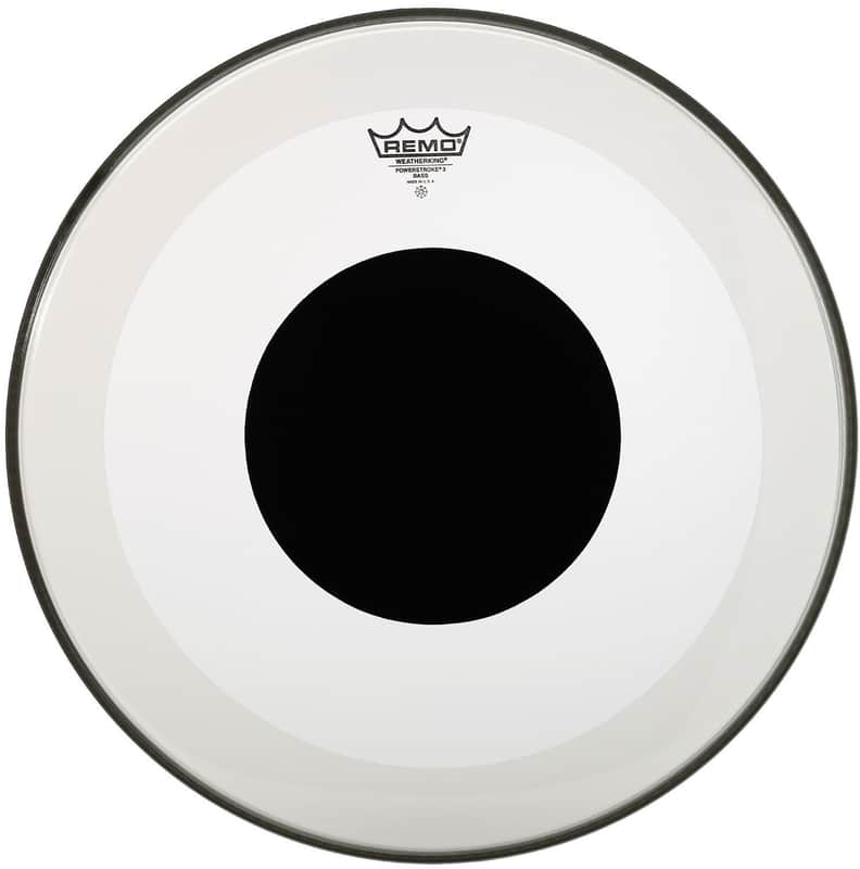 Remo Powerstroke P3 Clear Top Black Dot Bass Drum Head 24" image 1
