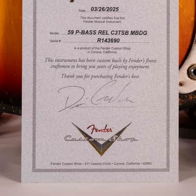 Fender Custom Shop 59 Precision Bass 2025 - MN Relic 3 Tone Sunburst image 12