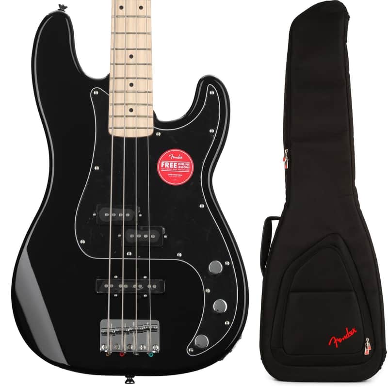 Squier Affinity Series Precision Bass with Gig Bag - Black with Maple Fingerboard image 1