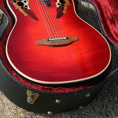 Rare 1997 Ovation Longneck DS-768 in Cherry Cherryburst image 10