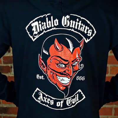 Diablo Guitars Zip-Up Hoodie "Axes of Evil EST.666" Evil MF Sleeve-SM image 1