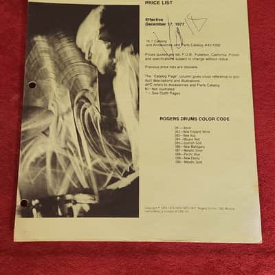 Vintage 1977 Rogers Price List image 1
