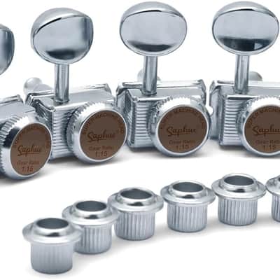 6 Inline Guitar Tuning Keys Vintage Electric Guitar Lock String Tuners Locking Tuning Pegs Machine Heads Replacement for ST TL Style Electric, Folk or Acoustic Guitars(Chrome) image 1