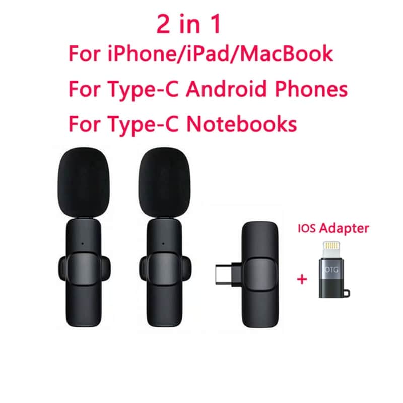 Wireless Lavalier Microphone Portable Audio Video Recording Mini Mic for iPhone Android Live Broadcast Gaming Phone Microfonoe image 1