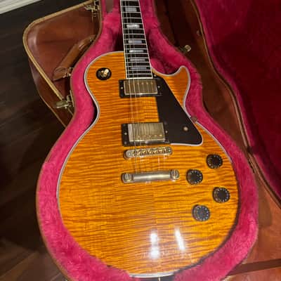 2014 Gibson Les Paul Custom Flamed Translucent Amber Top Custom Shop image 1