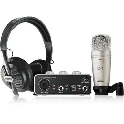 Behringer U-PHORIA STUDIO Complete Recording/Podcasting Bundle with UM2 USB Audio Interface, Condenser Microphone and Studio Headphones image 1