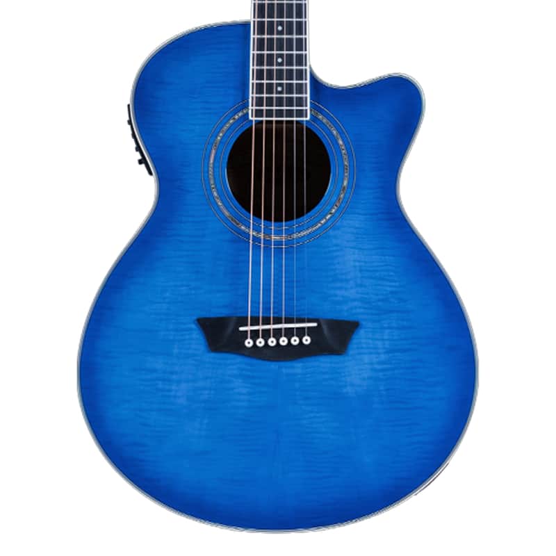 Washburn EA15 Festival Acoustic/Electric Guitar - Flame Transparent Blue image 1