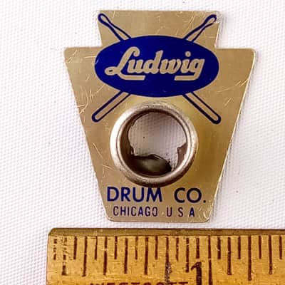 Ludwig Transition Badge Vintage 1958-9 Blue/Brass Keystone Trans Vintage 50s USA image 1