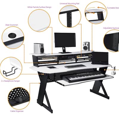 Musiea EX100 Series Music Recording Studio Desk Workstation with 3 x 4U Rack image 2